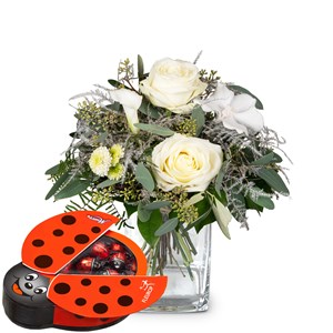 Flower bouquet 'New Year's Eve' with Munz chocolate ladybird