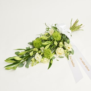 Funeral spray with ribbon
