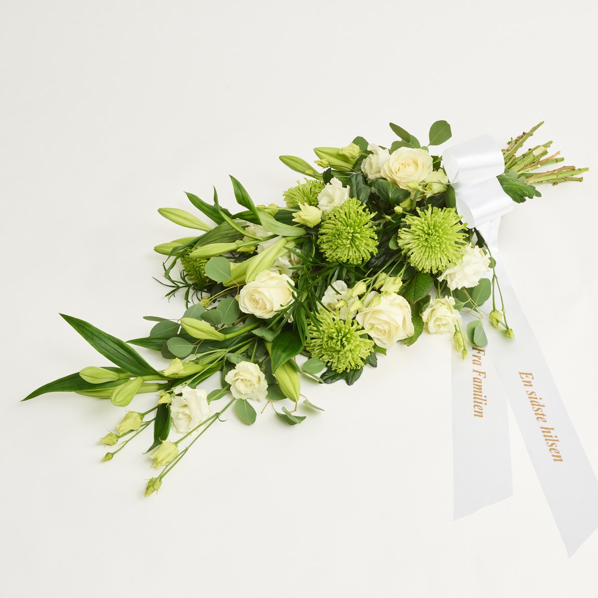 Funeral spray with ribbon