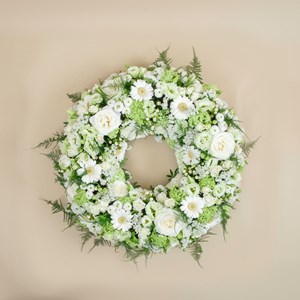 Funeral wreath with roses and gerberas