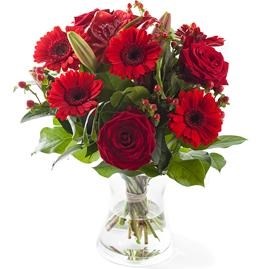 Red mixed bouquet, excl. vase