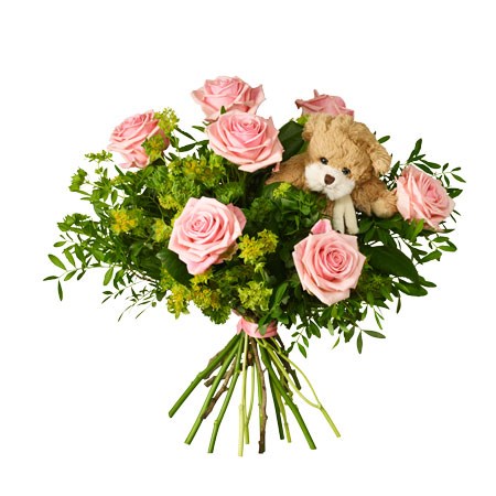 Babybirth bouquet with teddy bear